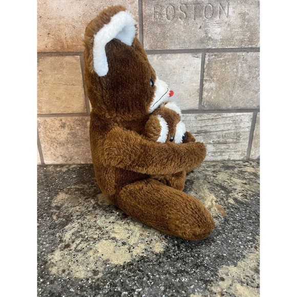 Vintage Brown Mouse Plush Stuffed Animal With Baby Cuddler Arms Felt Red Tongue - Picture 4 of 12